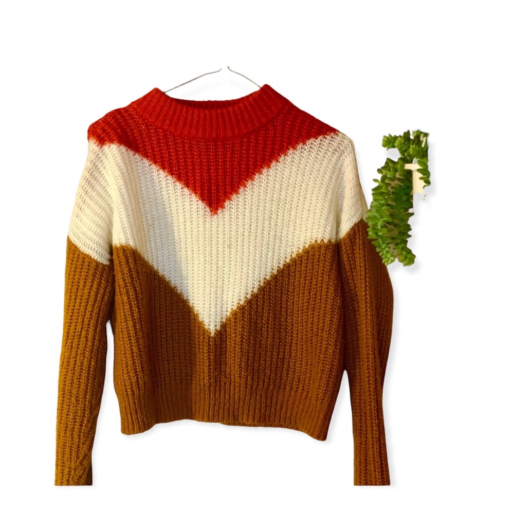 High-necked cropped sweater
